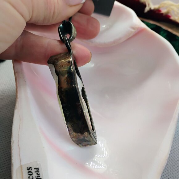 Charles Albert Sterling Silver Terminated Rainbow Aura Quartz Crystal Pendant - Picture 6 of 8